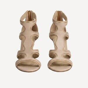 Sandro Beige Sie Wavy Cut-Out Stiletto Heels - 8